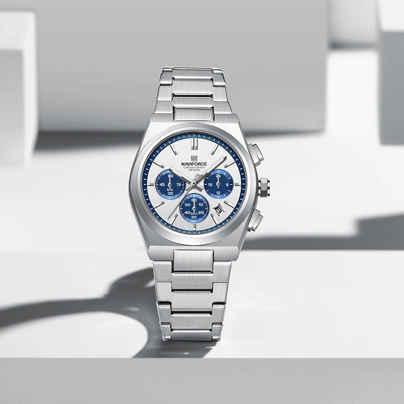 Quartz Watch Fashion Couple Watches NAVIFORCE Quartz Couple Watches Fashion Steel Band Women Wristwatches Quartz Chronograph Waterproof 24 Hours Date Display Clocks