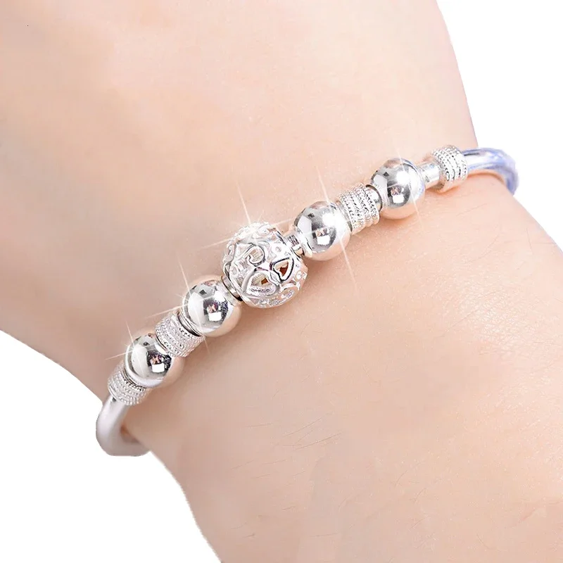 

3 Style New 925 sterling silver Lucky Charm Bracelet Cuff Bracelets For Women Bangles Fashion Jewelry Pulseira