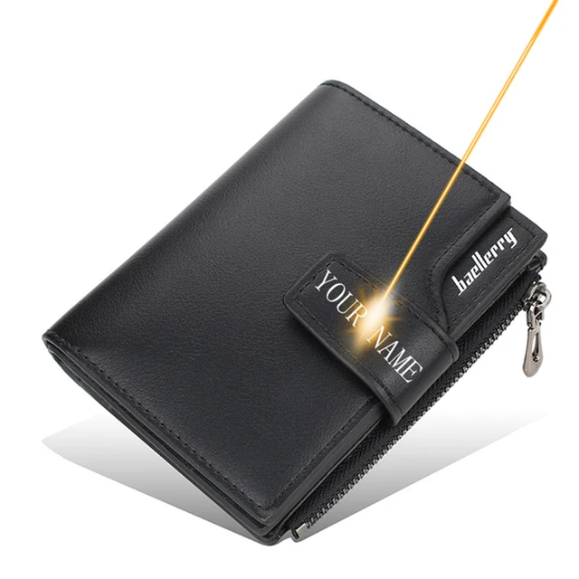 Personalized PU Leather Wallet for Men and Women with Zipper Coin Pocket - Image 3