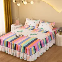 3pcs Sheet Set Luxury Household Bed Skirts Pillowcase Bedroom Decoration Soft Skin-friendly Non-slip Bedding Household Washable 6