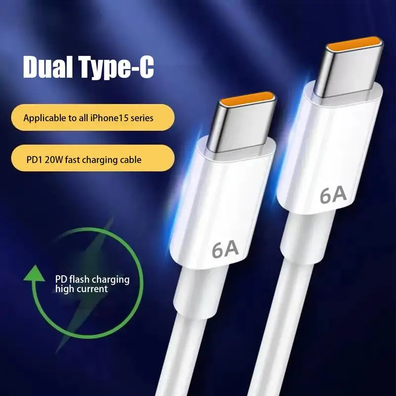 Type C To Type C Cable 3.28ft USB C Data Cable Fast Charging 120W Quick Connect Dual Type-C Interfaces 6A Output Charges Laptops - Image 5