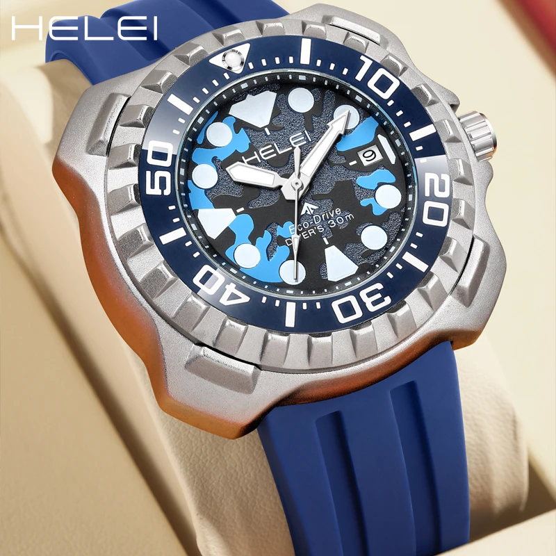 HELEI new simple and fashionable KHAKI FIELD wild series multi-function quartz movement 2024 men's quartz watch men's watches classic khaki field series pilot watches for men 200m waterproof polish bezel japan nh35 movt beige snake hand automatic watch