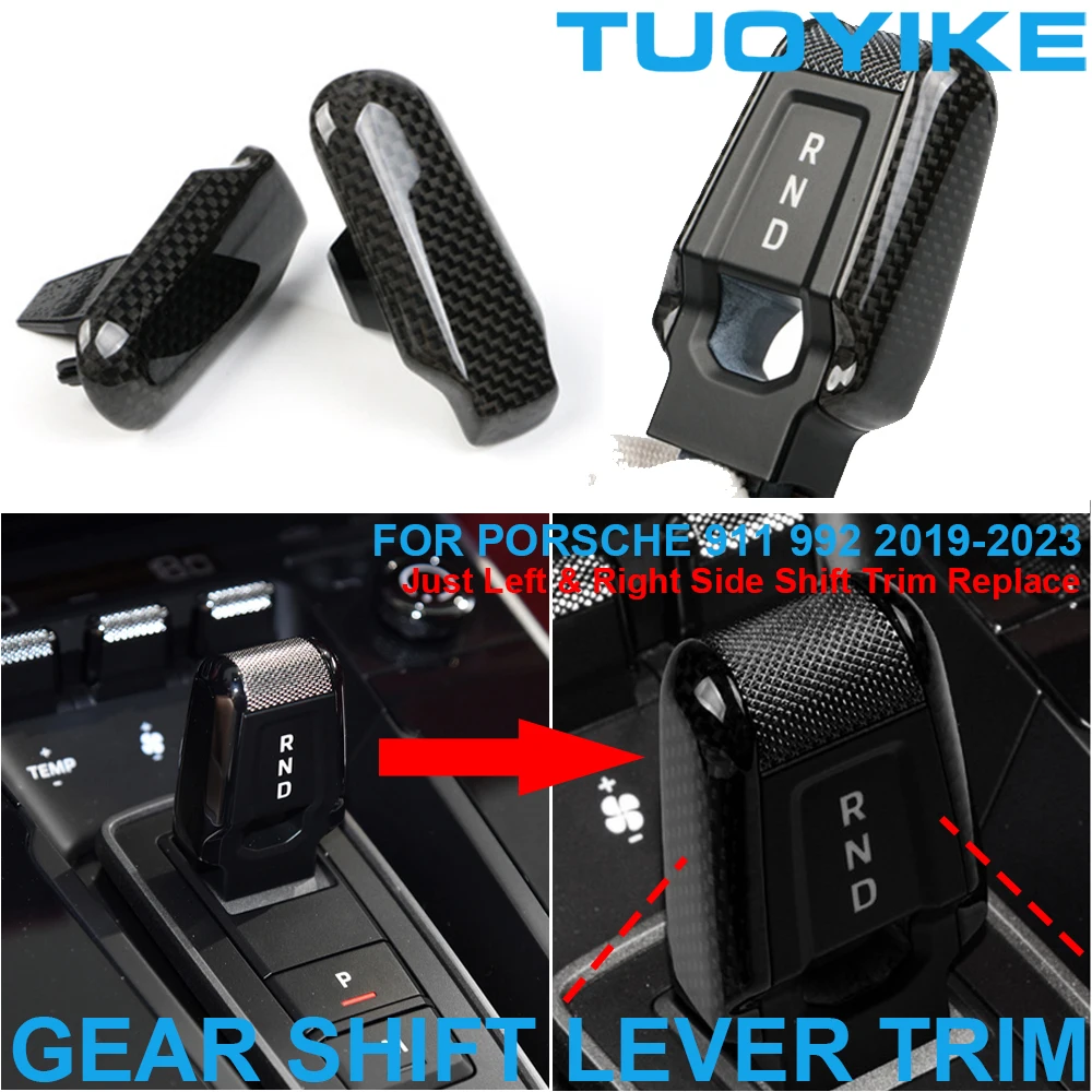 

LHD RHD Car Real Carbon Fiber Central Console Gear Shift Lever Knob Trim Cover Decoration Upgrade For Porsche 911 992 2019-2023