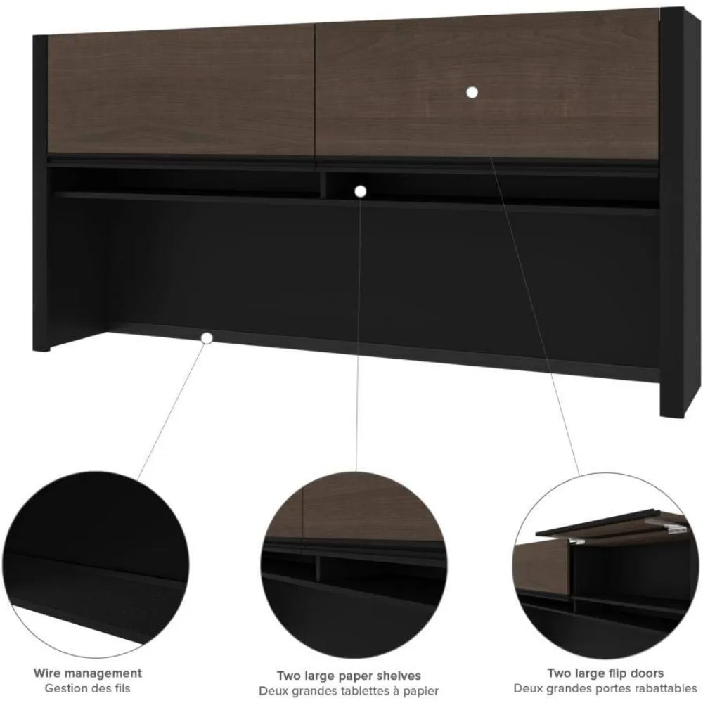 L-Shaped Desk with Hutch and Pedestal, 72W Narrow Desk Shell, 71W Hutch for Narrow Desk Shell, 60W Return Table 6