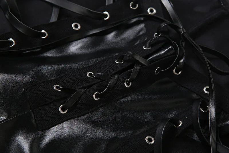 RORORIRI PU Leather Black Pants Punk Hollow Out Strappy Slim Vintage Low Waist Split Bootcut Trousers Festival Grunge Streetwear