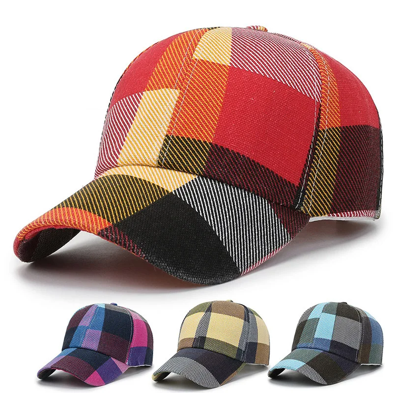 

New Spring Summer Women Men Plaid Baseball Caps Outdoor Cool Lady Male Sun Cap Hat For Women Men Fashion