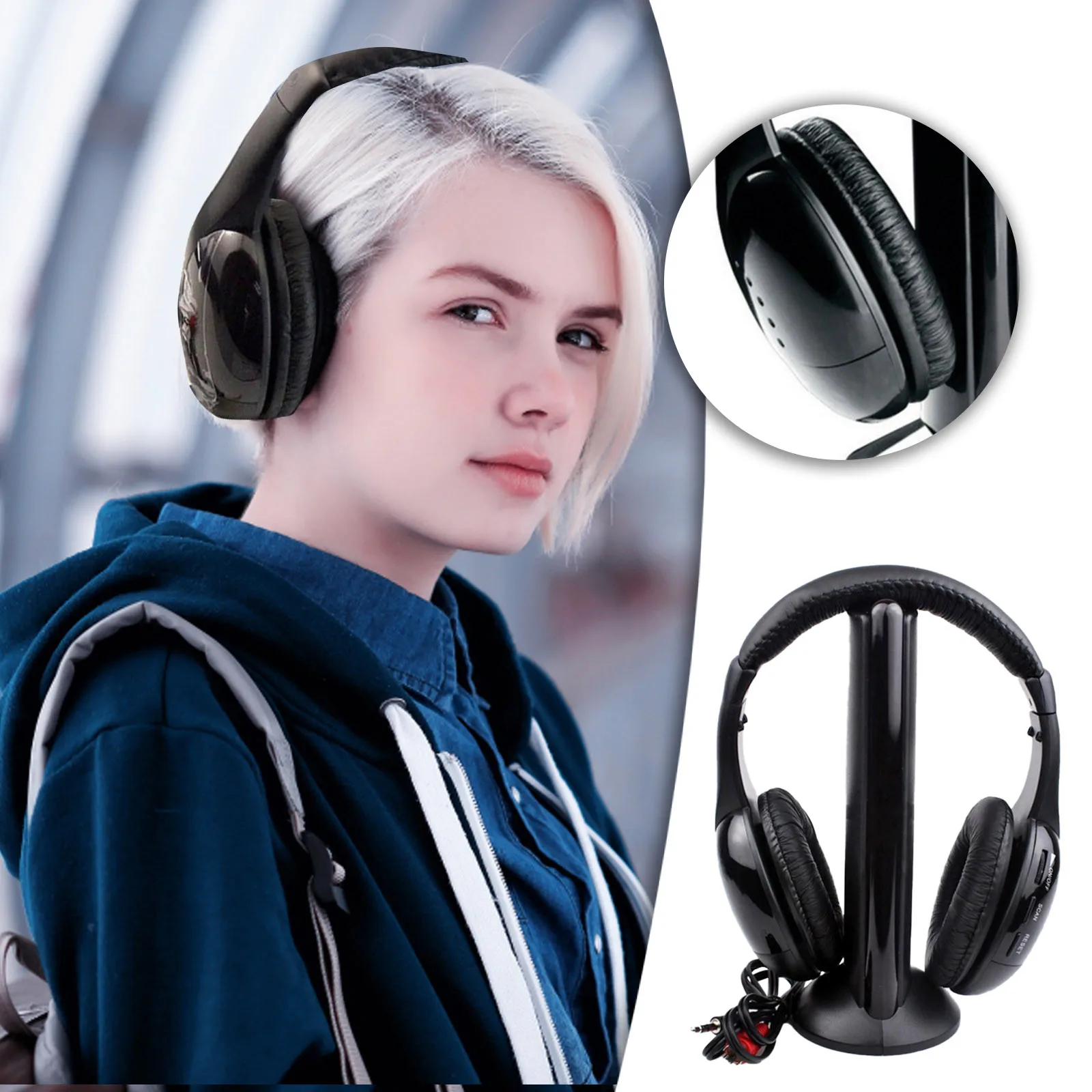Wireless Tv Headphones For Tv Watching With Transmitter Over-Ear Cordless Headset Jack For Watching Game Computer