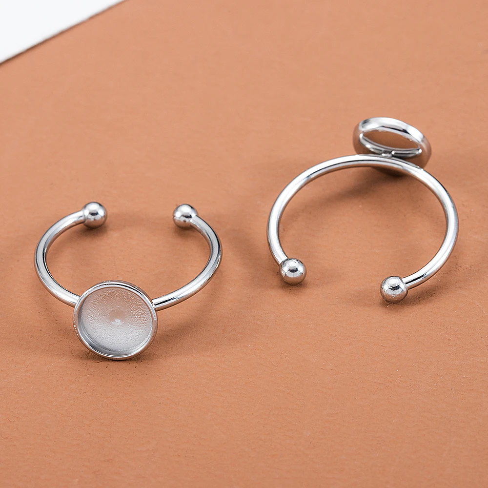 10 stücke verstellbare Edelstahl offene Ring Einstellungen leere Basis Lünette Cabochons Ringe für Schmuck machen DIY Fingerring leer – Detail 5