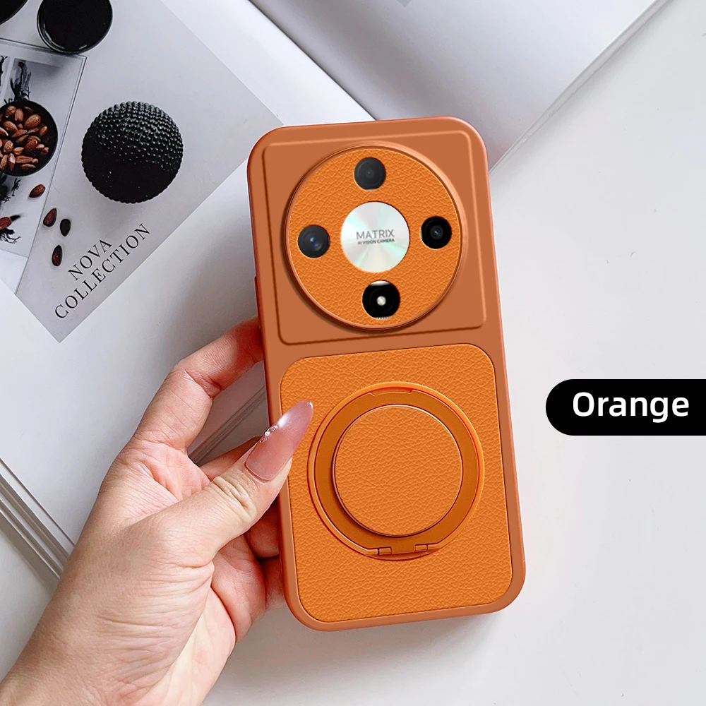 Stylish Multi-Angle Rotatable Kickstand Phone Case with PU Leather Texture – Shockproof Protection