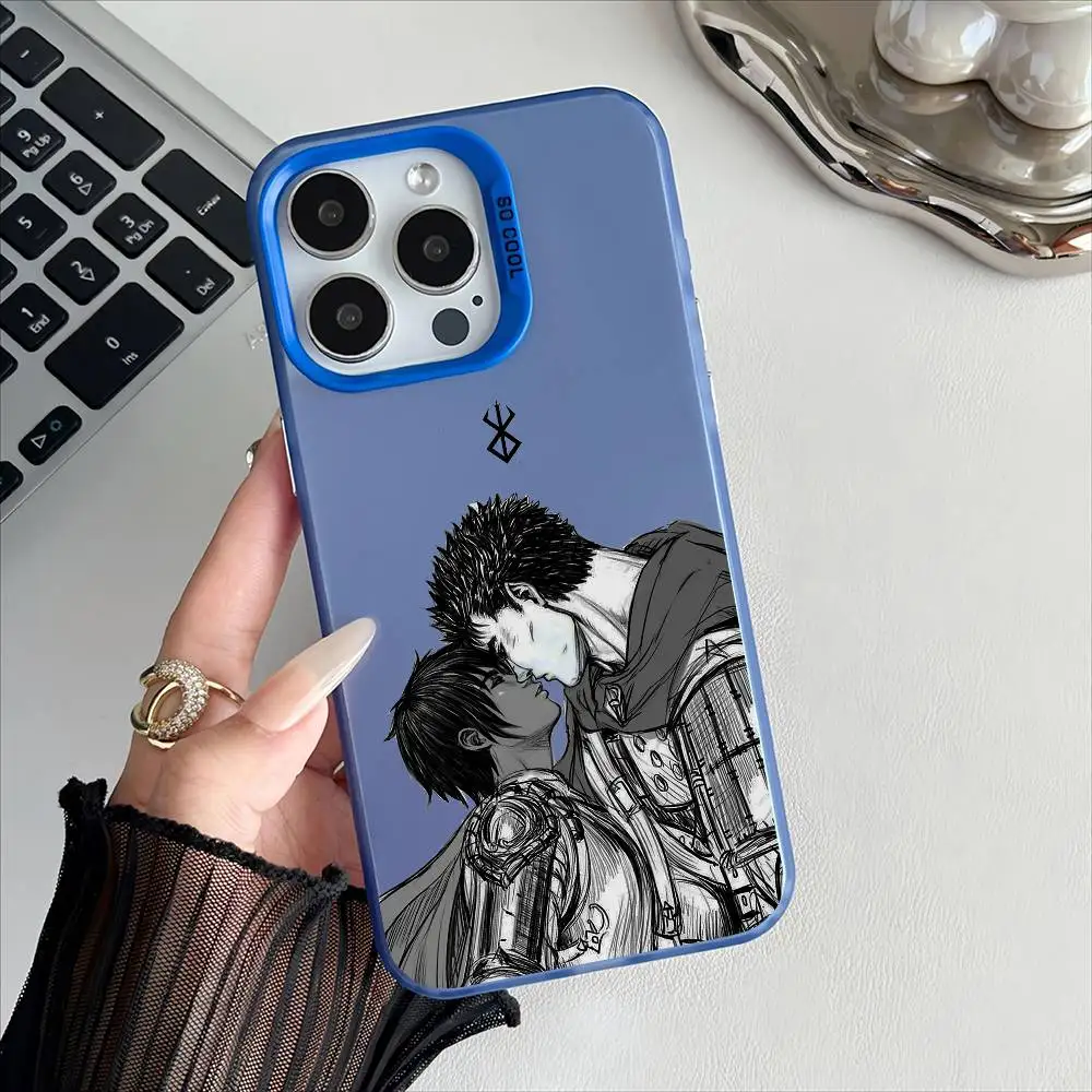 Berserk Anime Electroplated Silver Button Phone Case