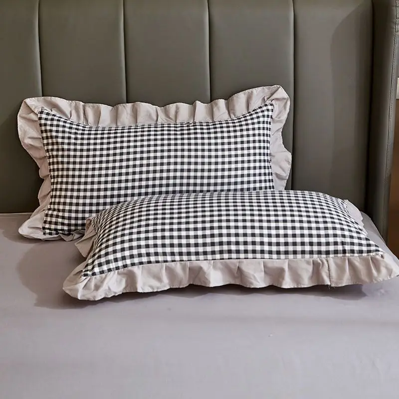 

Whole Size Pillowcase Super Soft Diagonal Skin Friendly Small Fresh Lace Plaid Series Single Pillow Cover Kids Student Adult
