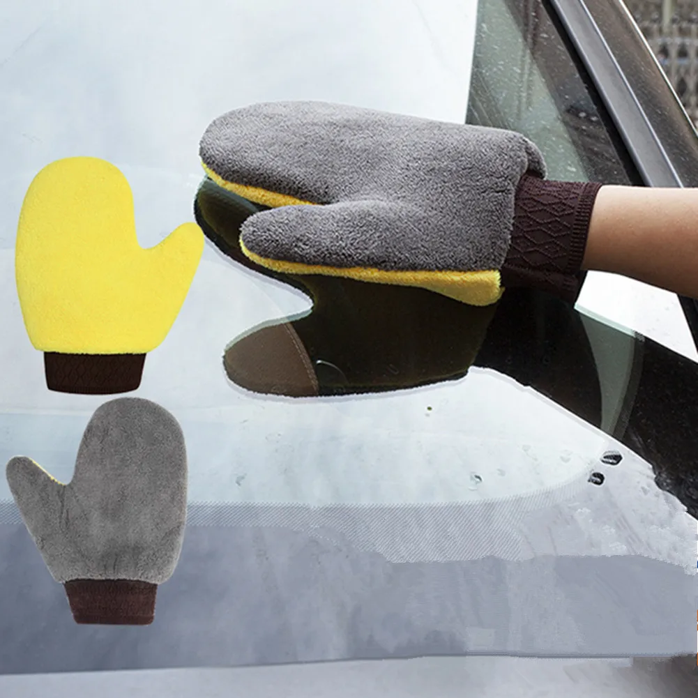 

1Pc Washing Glove Soft Coral Fleece Microfiber Wash Mitt Hand Towels Glove Car Wash Dual Sided 23*21CM General