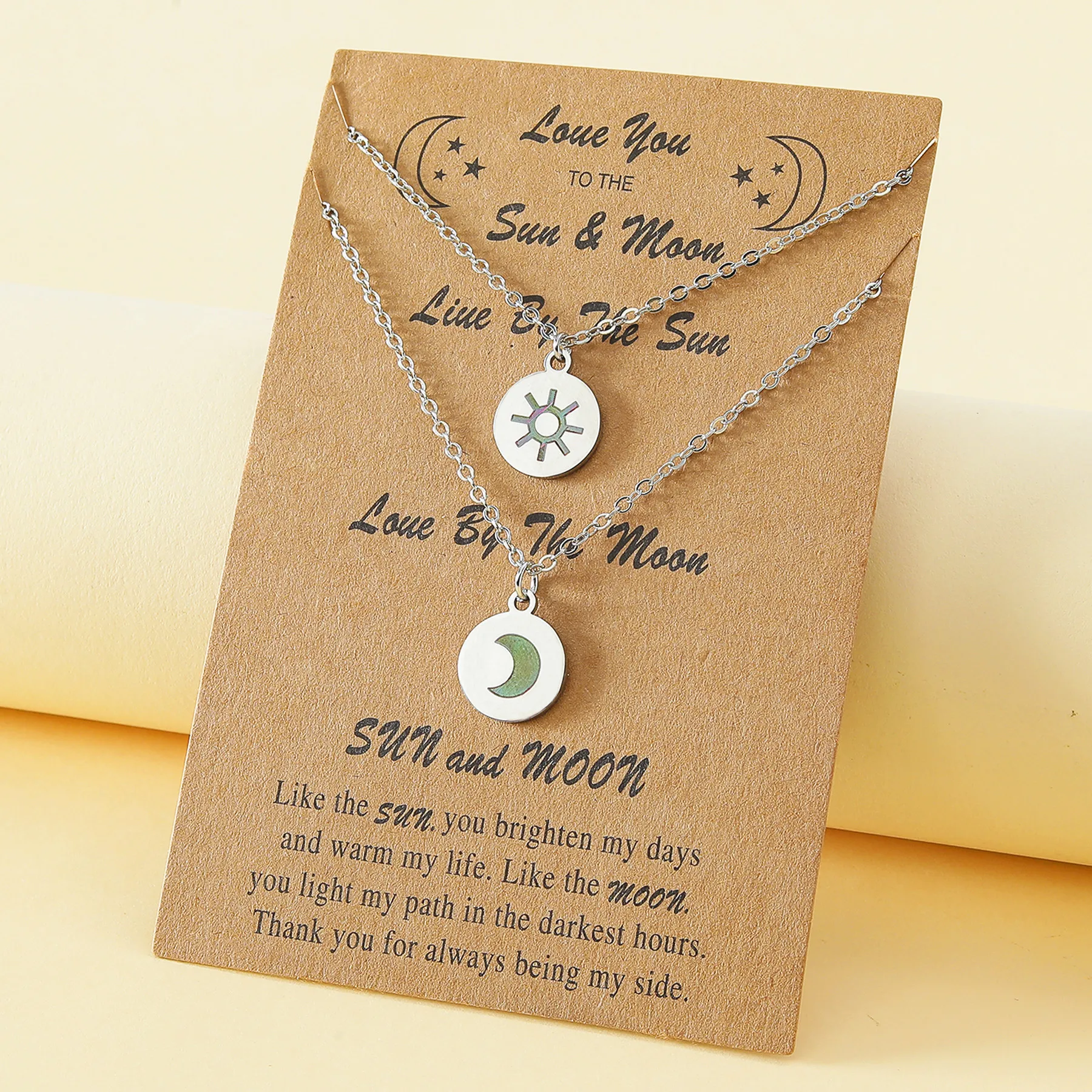 Best Friend Necklace for 2, Sun and Moon Matching Friendship Necklace Jewelry Gifts for BFF Sisters