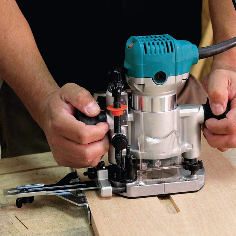 A81M New Adjustable Trimming Machine With Plunge Router Base,Double Handle,Heavy-Duty Milling Power Tool For Precision Woodworki