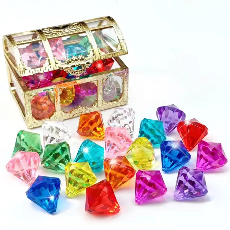 Colorful Stone Diamond Gem Pirate Treasure Jewel Kids Swimming Diving Pool Party Throw Toy Girls Boy DIY Crafts