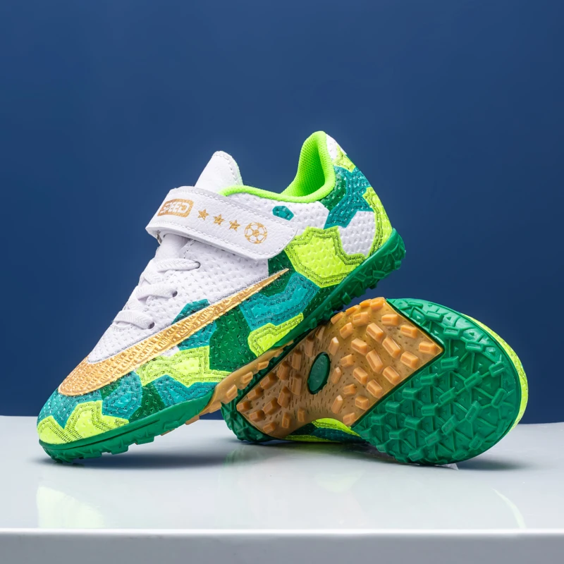 Size 30-39 Professional Hook & Loop Kid Football Sneakers Anti-slip TF Turf Boy Soccer Shoes Breathable Children's Sports Shoes