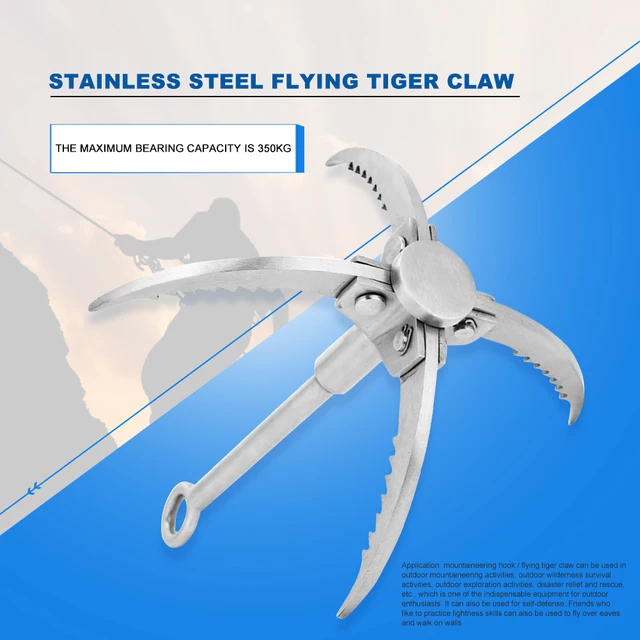 Stainless Steel Survival Grappling Hook for Outdoor Climbing Claw Rescue  Tools