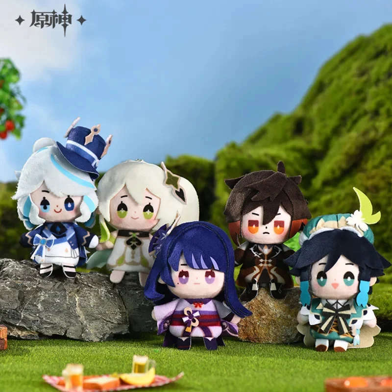 

10 см Аниме игра геншин ударная Карнавальная тема Косплей плюшевая игрушка мультяшный кулон Venti Zhongli Furina Куклы Дети Рождественские подарки