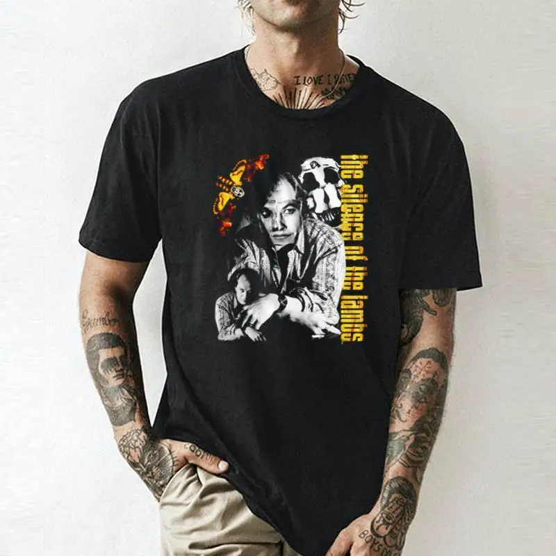 

Коллаж буйвола Молчание ягнят унисекс летняя футболка хлопок Мода парная одежда