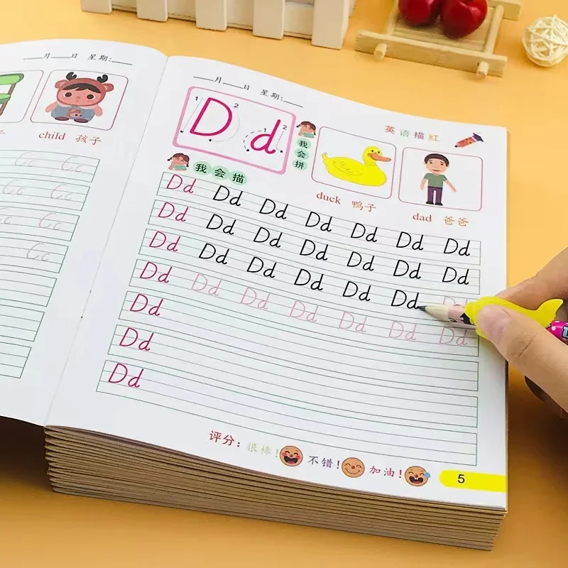 32 Pages Writing Learning Alphabet Math Numbers For Kids Children's kindergarten Exercises Calligraphy Practice Books 4