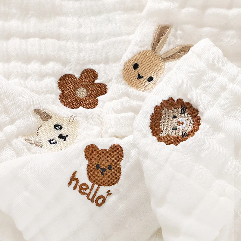 Baby Saliva Towels Cartoon Print Muslin Cloth Hand Face Wipes Newborn Bib Kids Handkerchief Toddler Soft Washcloth Burp Cloth baby towel,muslin towel,muslin burp cloth,muslin feeding towel