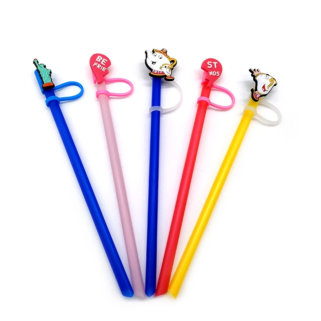 1PCS PVC Straw Charms Cute Design Pink Style Reusable Straw Covers Airtight  Dust Cap Splash Proof Drinking Plastic Straw Toppers - AliExpress