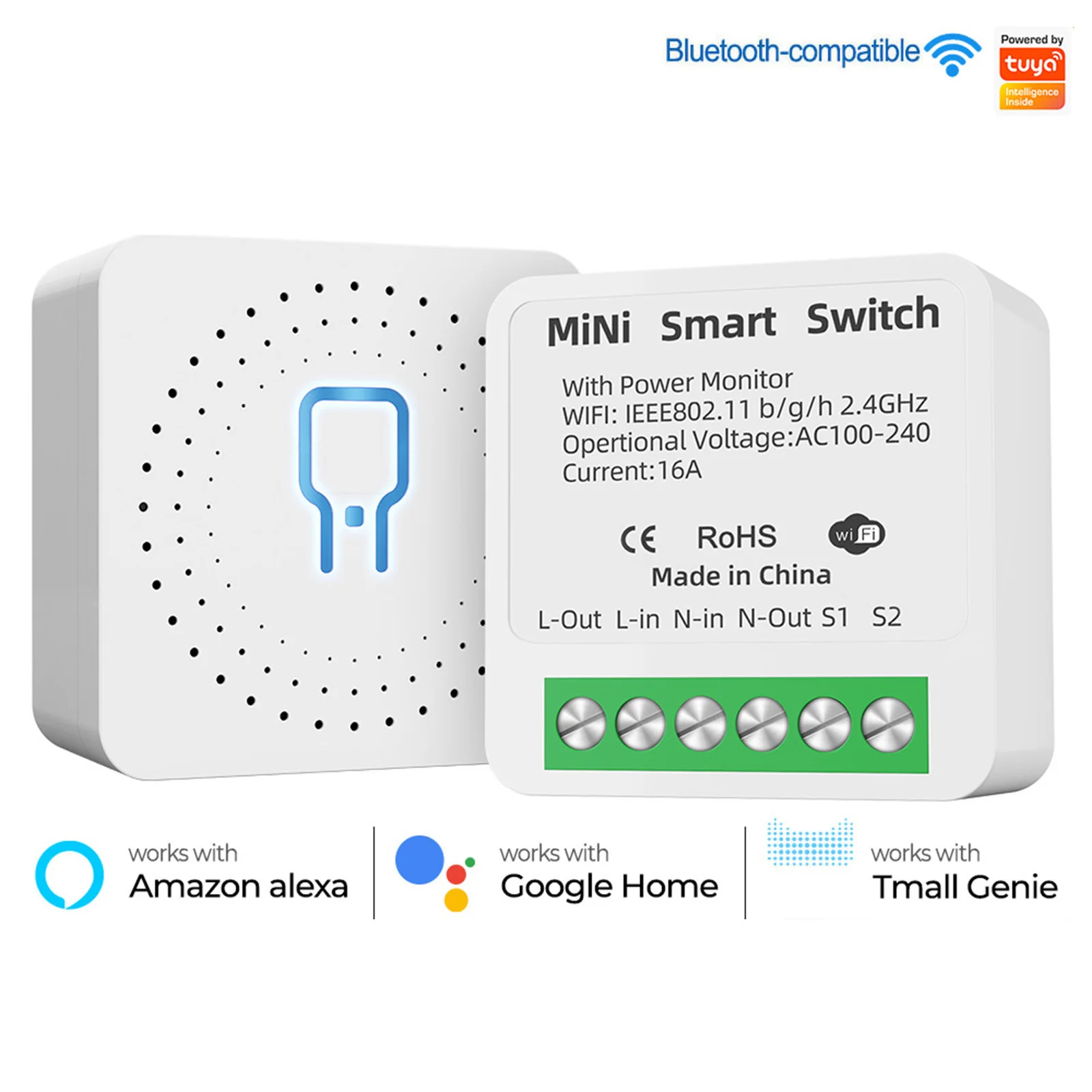 

Умный дом для Tuya, Wi-Fi, переключатель с двумя модулями и функцией статистики питания, 2,4 ГГц, 802,11 B/g/n, быстрое подключение к сети