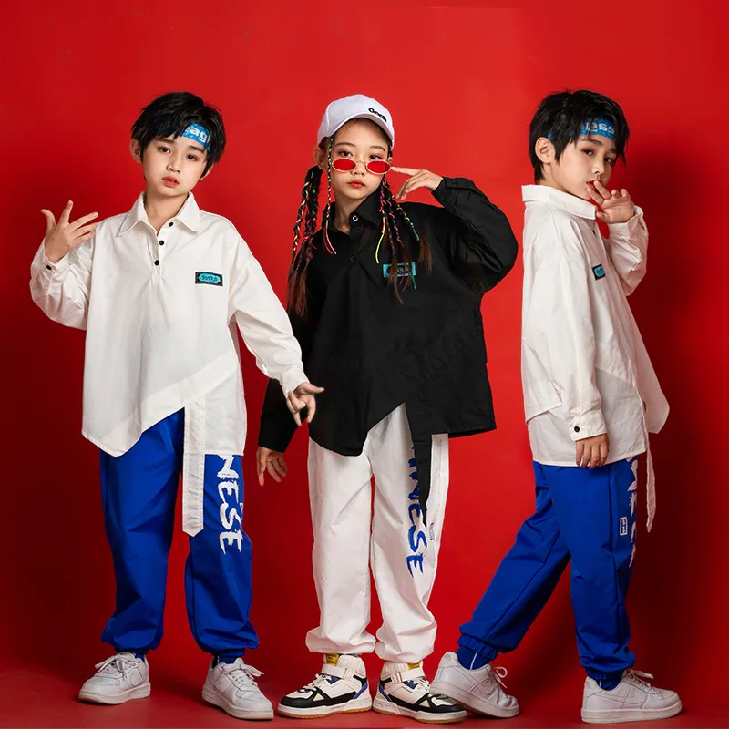 

New Summer Kids Kpop Outfit Hip Hop Dance Clothes Fashion T-shirt Jogger Pants Boys Girls Jazz Dance Performance Costume 4-16Y