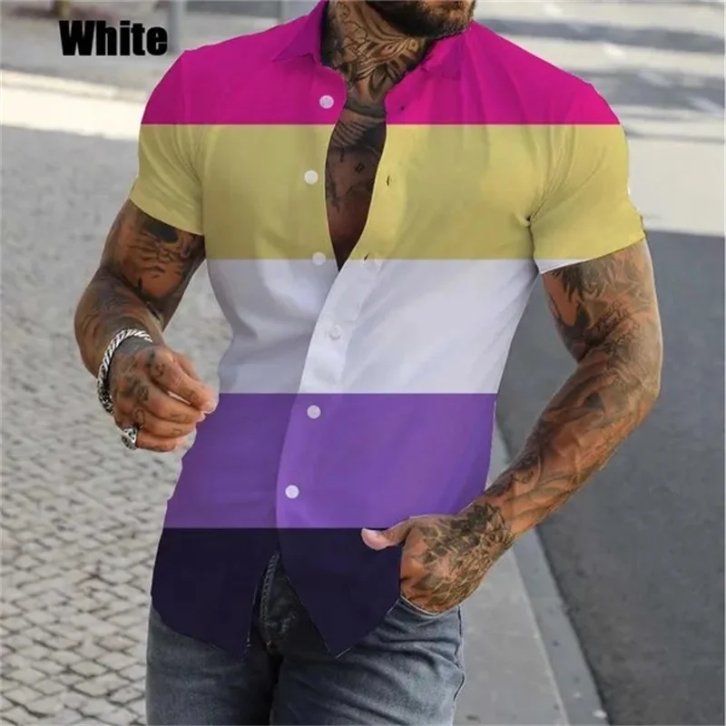 thumbnail image 1 of Camisa de arcoíris colorida con estampado 3D para hombre, camisetas informales de verano ajustadas de manga corta para lesbianas y gays, camisetas para hombre, 1 of 5