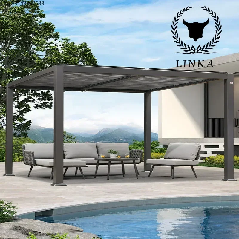 

Outdoor gazebo, courtyard villa, aluminum alloy pavilion, modern shutter, simple Chinese garden, outdoor terrace, awning