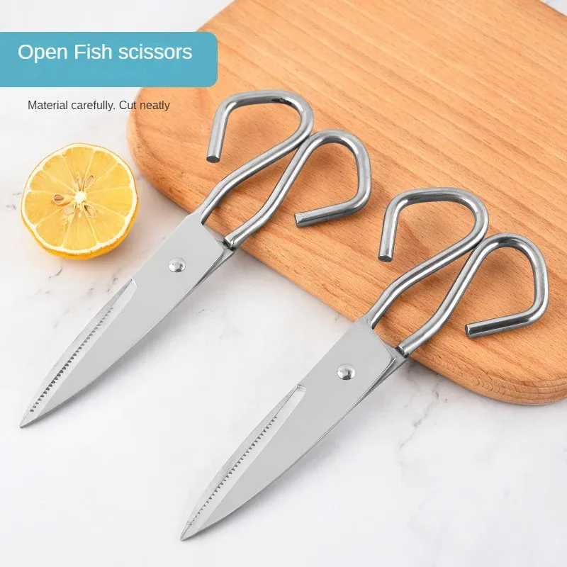All stainless steel kitchen scissors Multifunctional household scissors Barbecue Kitchen tools