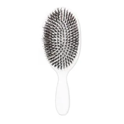 Natural Boar Bristle Massage Hair Brush and Detangler for Smooth and Healthy Hair (White)