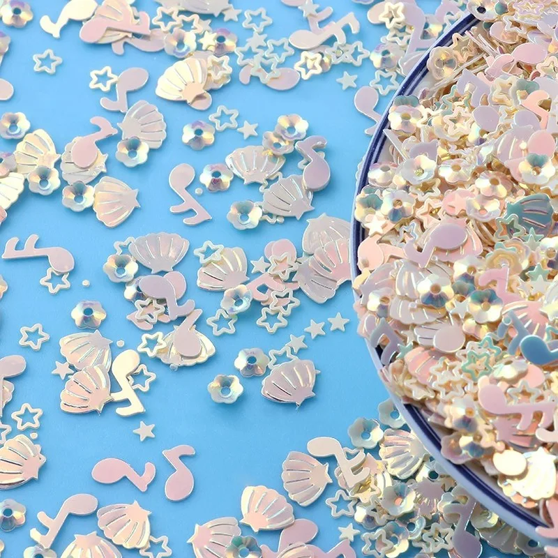 10g Mixed Music Note Shell Flower Star Paillettes Loose Sequins for Crafts DIY Nail Art Decoration Glitter Confetti Accessories
