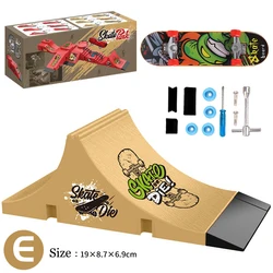 Kids Skateboard Finger Toy Set - Mini Ramp and Park Scene Props (E)