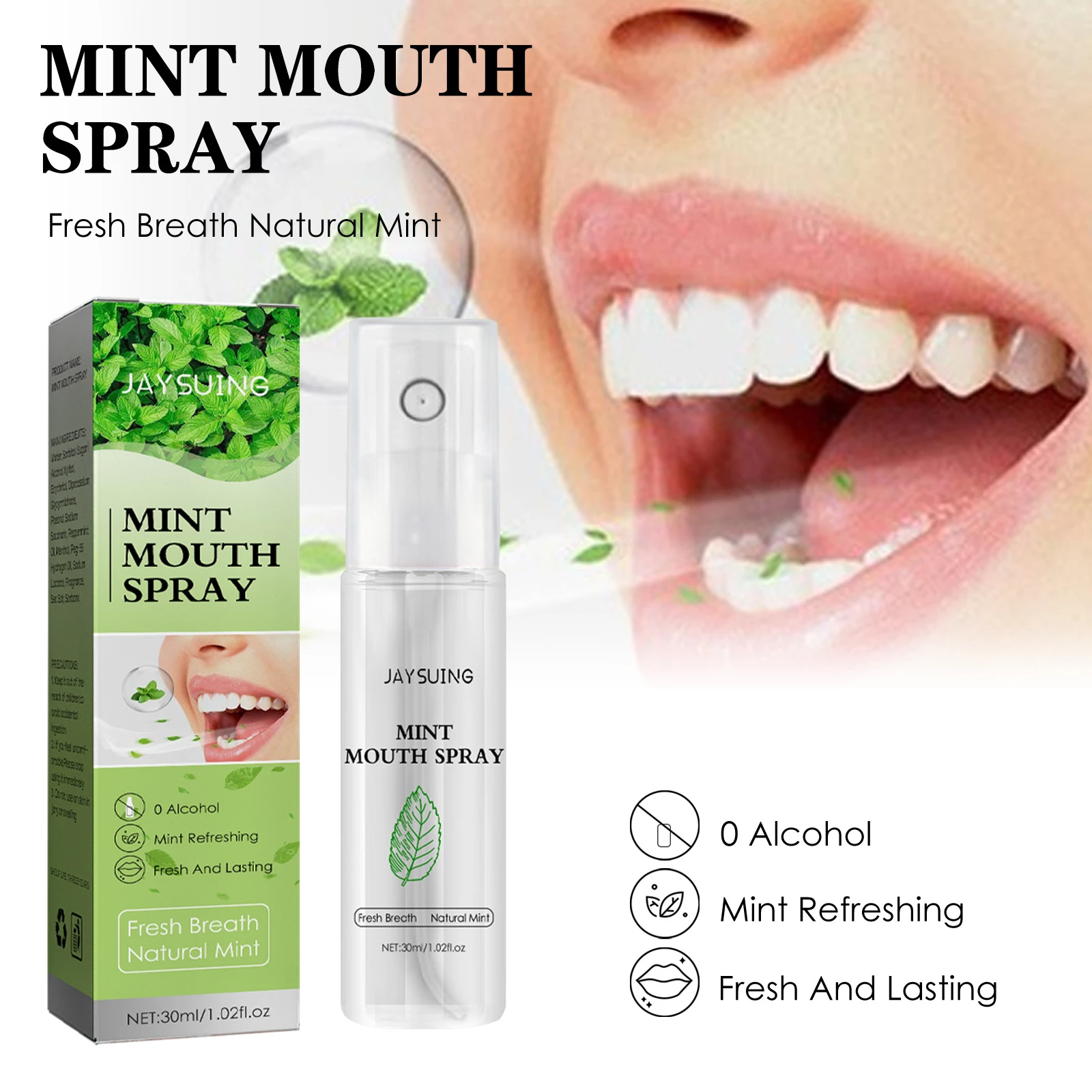 30ml Mint Spray Breath Freshener Mouth Spray Odor Treatment Spray