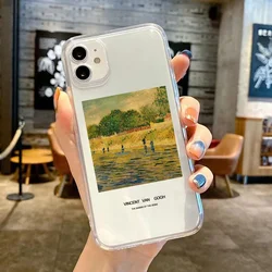 Retro Van Gogh Oil Painting Transparent Soft Phone Case - iPhone 15 Pro Max (Style 1)
