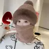 Winter Hats for Women 2024 New Autumn and Winter Collar Scarf Mask One Thick Warm Ear Protection Windproof Hooded Solid Color 6