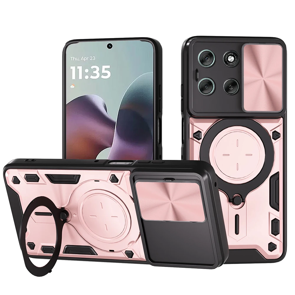 Armored Slide Camera Case with Magnetic Ring Stand and Enhanced Protection - Premium Phone Cover