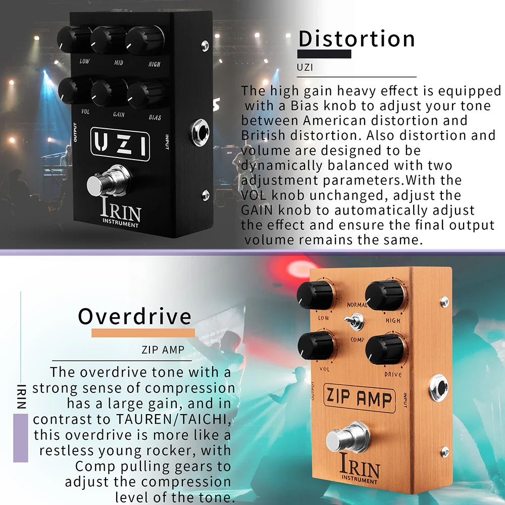 Guitar effect pedal overdrive distortion analog classic British rock for electric bass guitar