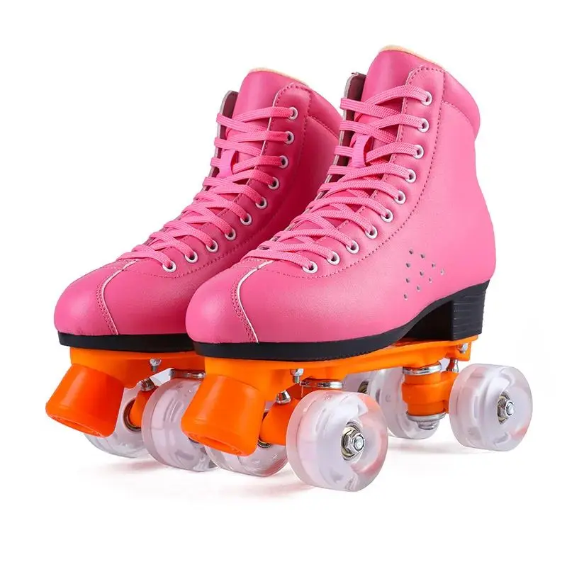 

Quad Roller Skates, Double Line Skate, Pro Patines Skating Boots, Retro Skate Shoes, Size 34-49, Fashion Performance Skate Boots