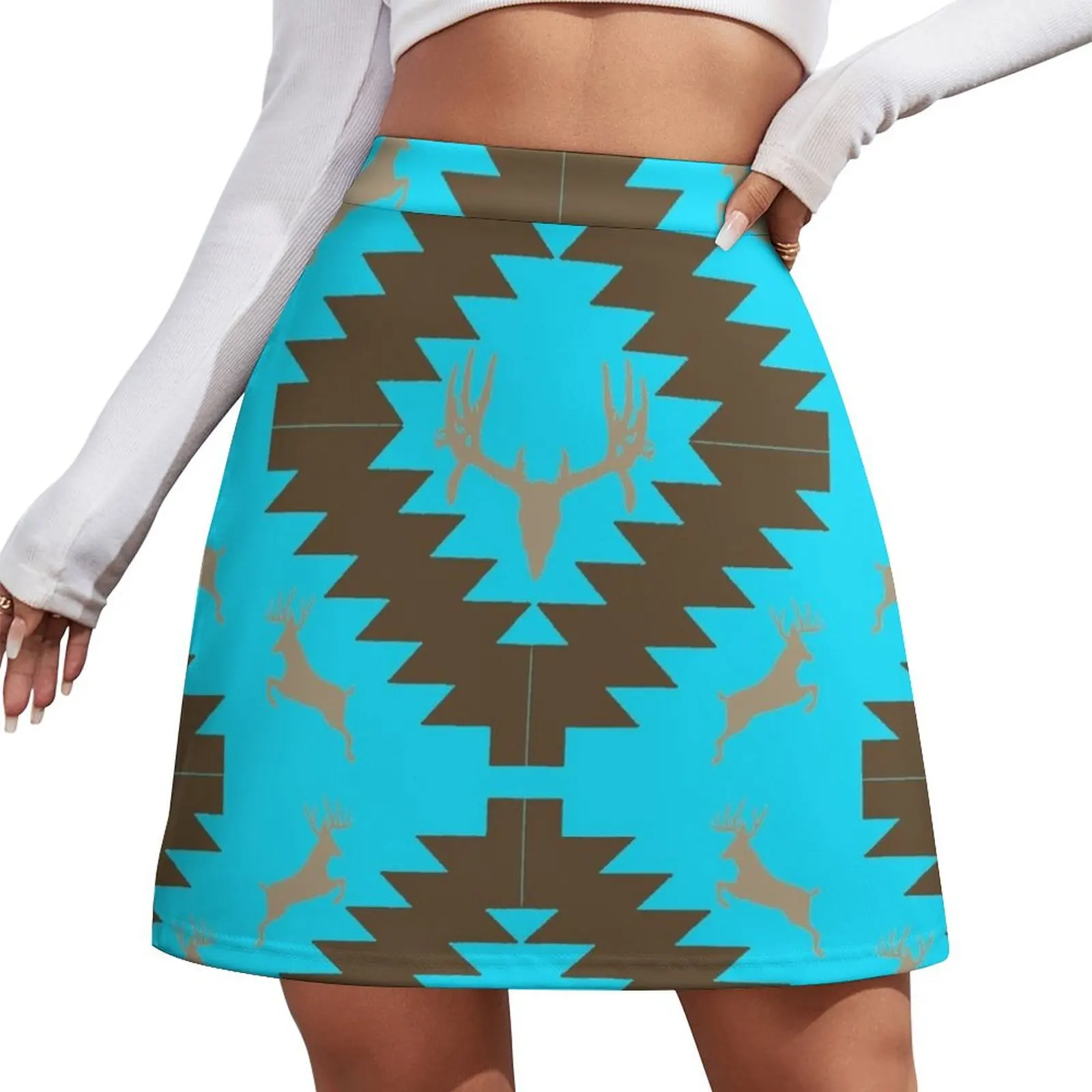 

Buck deer American Indian art 3b Mini Skirt luxury women's skirt korean fashion