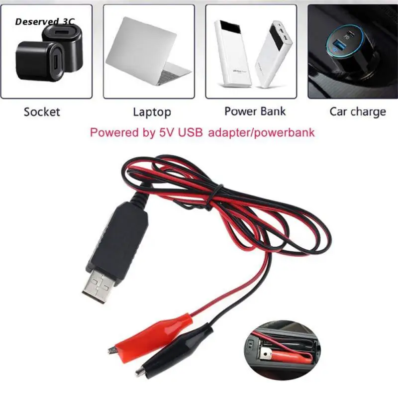 Alligator Test Clips Clamp to USB Male Connector Power Supply Adapter Wire 58cm Cable Red and Black