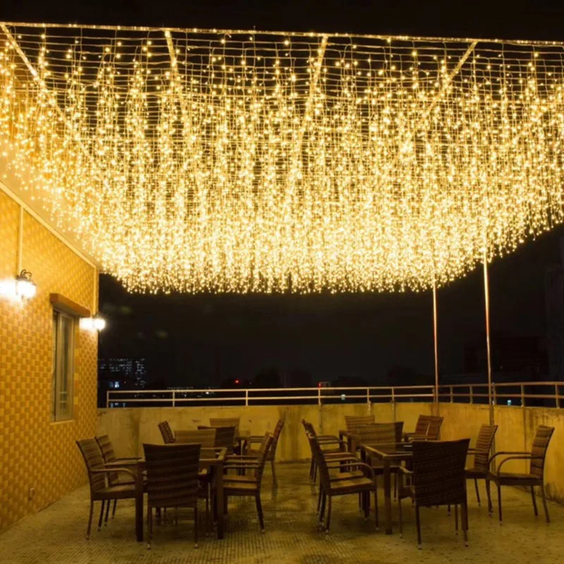 

220V Christmas Decorations for Home LED Icicle Curtain String Light Garland Outdoor Street The House Winter 5m Droop 0.6-0.8m