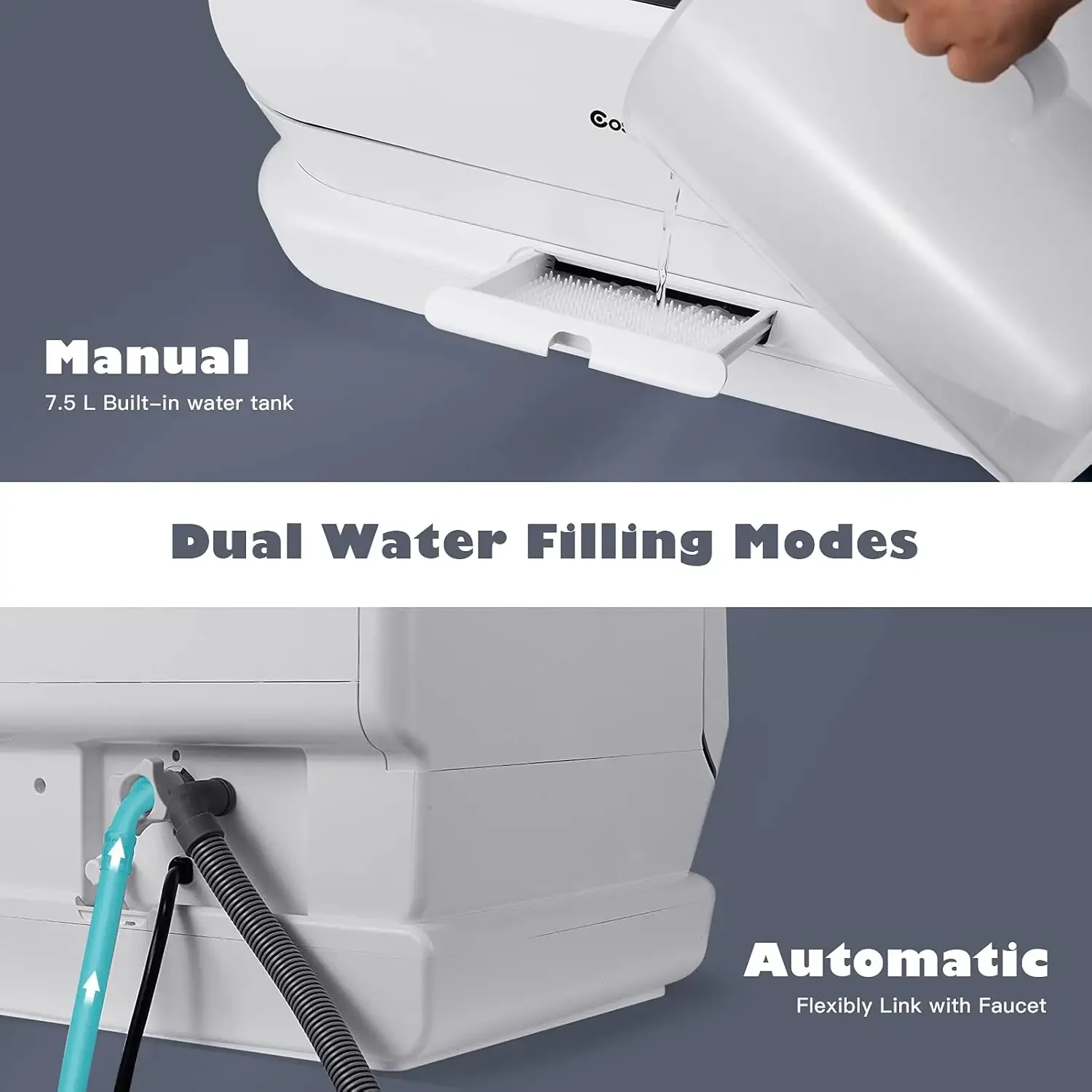 Portable Countertop Dishwasher Compact Dishwasher with 7.5 L Built-in Water Tank 360&deg; Dual Spray Arms 5 Washing Programs