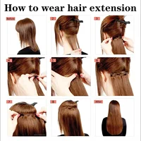 Extensions de cheveux noirs 24 "/60 cm 6 pièces/ensemble femmes longue ligne droite synthétique pleine tête pince 16 Clips Ombre résistant à la chaleur fibre cheveux 5