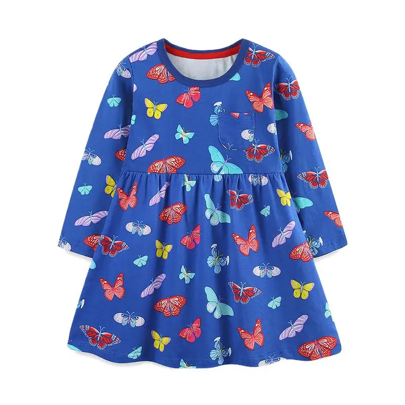 Spring Children's Clothing Kids Clothes 2025 Autumn Cotton Fall Baby Girls Long Sleeves Cartoon Butterfly Dresses