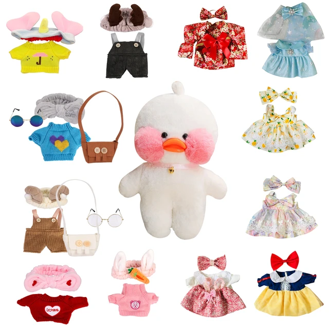 Pato De Pelúcia Com Roupa Kawaii Lalafanm Com Óculos E Roupa