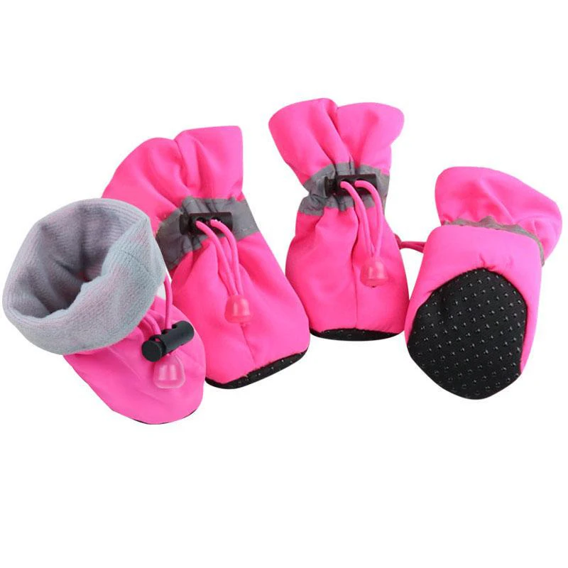 Set of 4 Waterproof Anti-Slip Winter Dog Boots – Thick, Warm Footwear