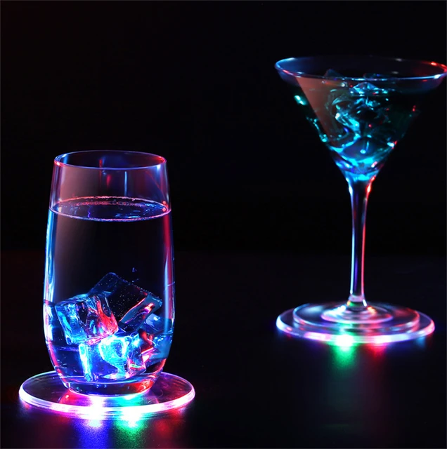 Dessous de verre lumineux 6led, autocollant lumineux pour bouteille, pour  noël, nouvel an, mariage, KTV, Bar, tasse de boisson, tapis lumineux -  AliExpress