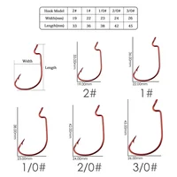 50-100 pcs/box Wide Crank Fishing Hooks Carbon Steel Offset Fishhook 3/0#-2# Bass Barbed Carp Fishing Hook For Soft Worm Lure 2